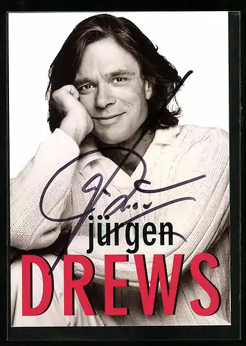 AK Musiker Jürgen Drews mit aufgestütztem Kopf, Autograph