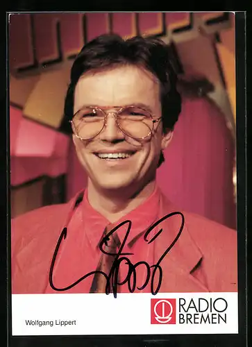 AK Musiker Wolfgang Lippert mit Brille, Autograph