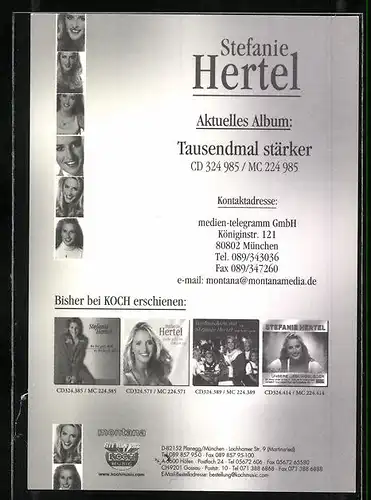 AK Musikerin Stefanie Hertel mit blonden Haaren, Autograph