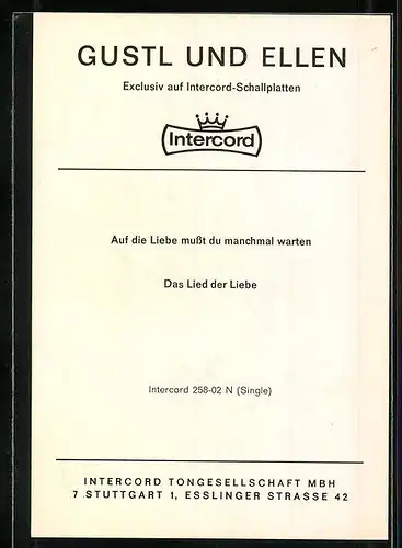 AK Musiker Gustl und Ellen, Autograph