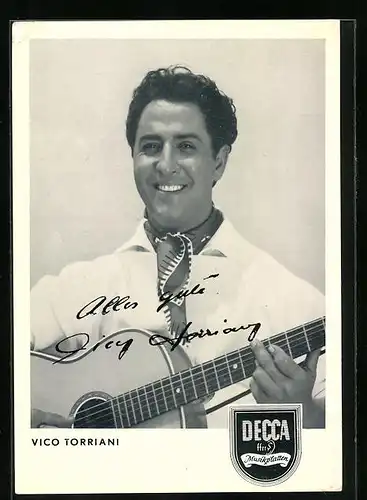 AK Musiker Vico Torriani mit Gitarre, Autograph