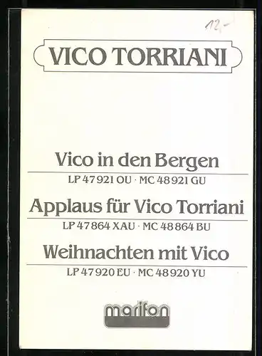 AK Musiker Vico Torriani Hut, Autograph