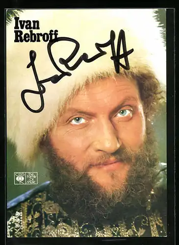 AK Musiker Ivan Rebroff mit Pelzmütze, Autograph