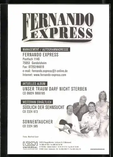 AK Musiker der Band Fernando Express mit Autograph