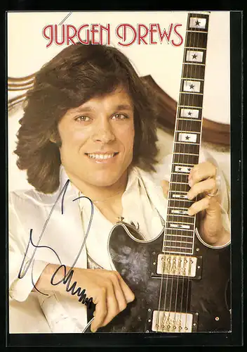 AK Musiker Jürgen Drews mit Gitarre, Autograph