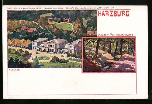 Künstler-AK H. Bahndorf: Harzburg, Auf dem Philosophenweg