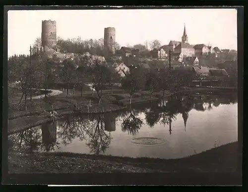 Fotografie Brück & Sohn Meissen, Ansicht Kohren, Blick auf die Stadt mir den Rundtürmen der Burgruine Kohren