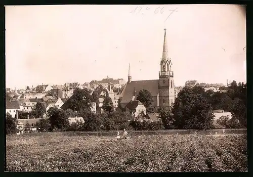 Fotografie Brück & Sohn Meissen, Ansicht Burgstädt i. Sa., Blick auf die Stadt mit der Kirche