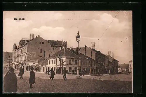 AK Belgrad, Strassenpartie im Stadtkern