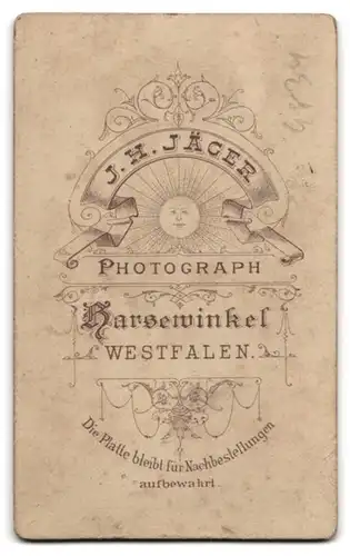 Fotografie J. H. Jäger, Harsewinkel, Gutbürgerliche im Kleid mit Puffelärmeln