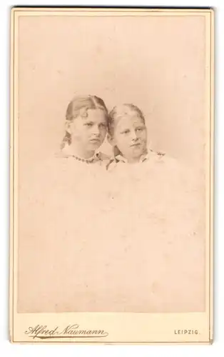 Fotografie Alfred Naumann, Leipzig, Dorotheenstrasse, 2 Schwestern in vertrauter Pose