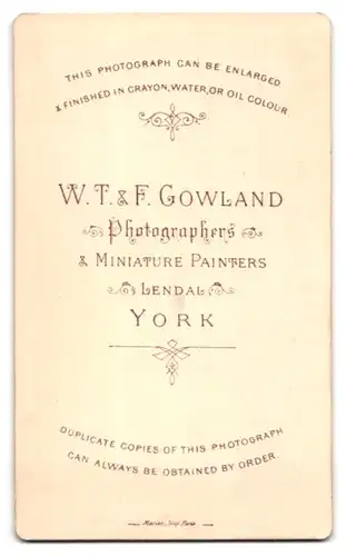 Fotografie W. T. & F. Gowland, York, Junger Mann im karierten Anzug mit Krawatte