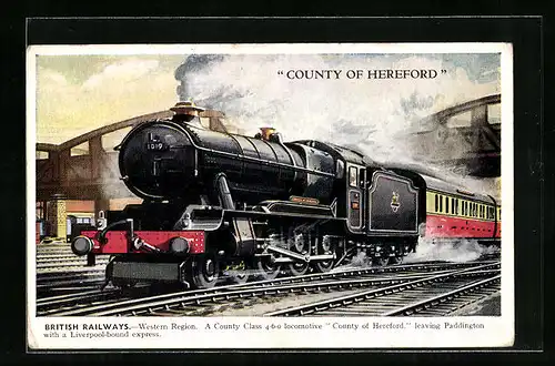 Künstler-AK County of Hereford No 1019, British Railways, englische Eisenbahn