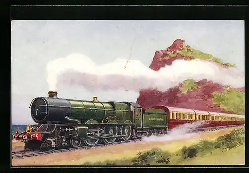 Künstler-AK Torbay Express G.W.R. King George V, englische Eisenbahn