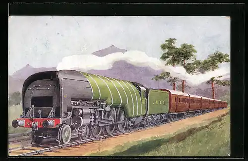 Künstler-AK Scotch Express LNER High Pressure 4-Cylinder Compound Locomotive, englische Eisenbahn