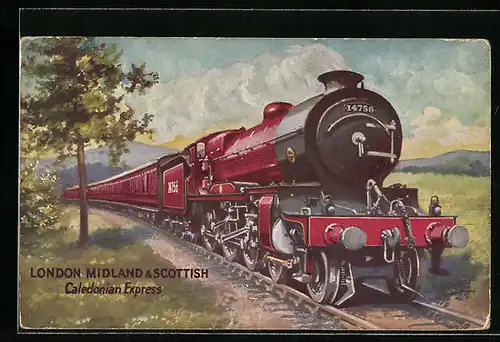 Künstler-AK London Midland & Scottish Railway, Caledonian Express, englische Eisenbahn