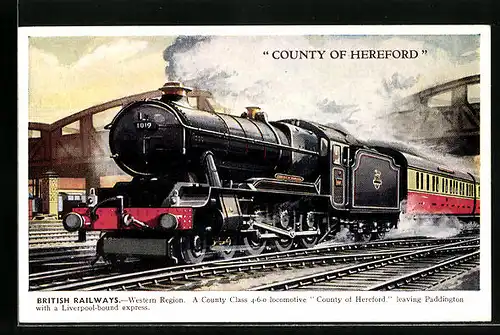 Künstler-AK County of Hereford No 1019, British Railways, englische Eisenbahn