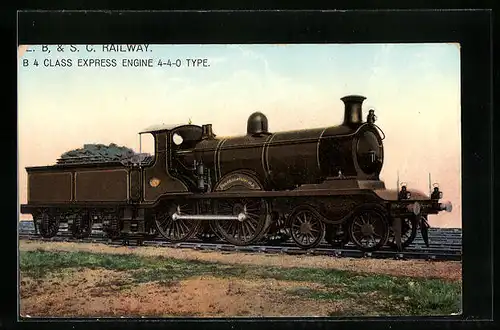 AK B & S SC Railway, B4 Class Express Engine 4-4-0 Type, englische Eisenbahn