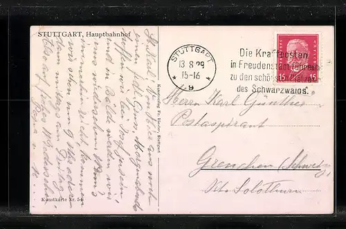 AK Stuttgart, Hauptbahnhof von oben gesehen