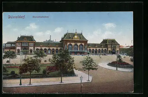 AK Düsseldorf, Hauptbahnhof mit Vorplatz