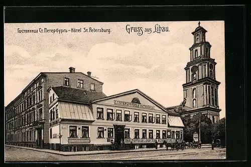 AK Libau, Hotel St. Petersburg und Kirche