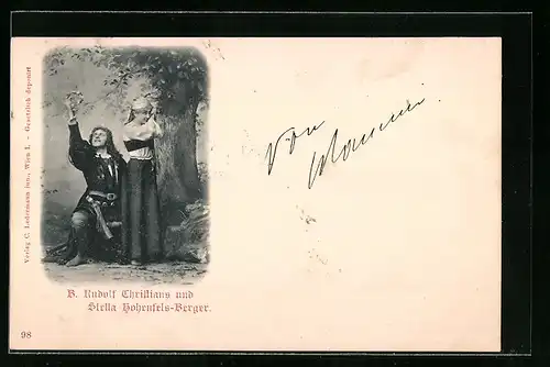 AK Schauspieler B. Rudolf Christians und Stella Bohrenfels-Berger in Kostümen