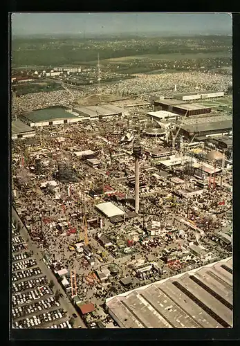 AK Hannover, Messe 1956, Hermes Turm vom Flugzeug aus