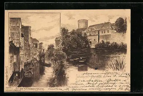 AK Berlin-Spandau, An der Seinernen Brücke, Juliusturm
