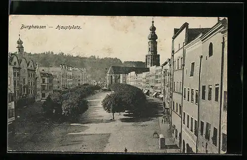 AK Burghausen, Gesamtansicht vom Hauptplatz