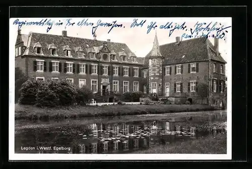 AK Legden i. Westf., Egelborg, Gesamtansicht mit Gewässer