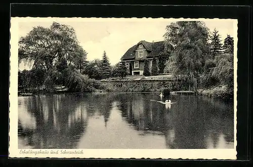 AK Borgholzhausen, Erholungshaus und Schwanteich, Haus Uffmann