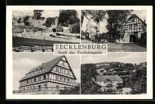 AK Tecklenburg, Ortsansicht mit Park und See