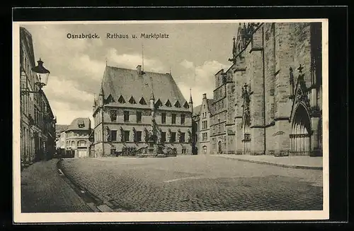 AK Osnabrück, Rathaus u. Marktplatz