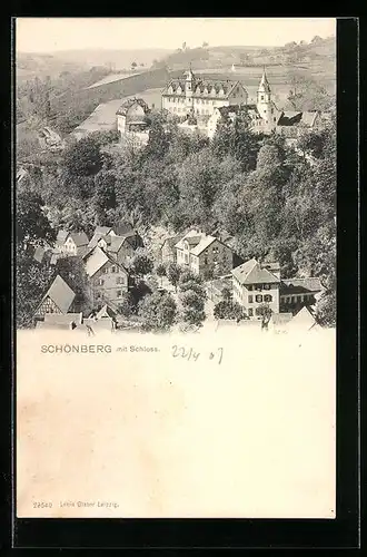AK Schönberg, Ortsansicht mit Schloss