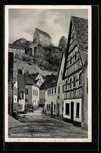 AK Pottenstein /Fränk. Schweiz, Häuser mit Burg