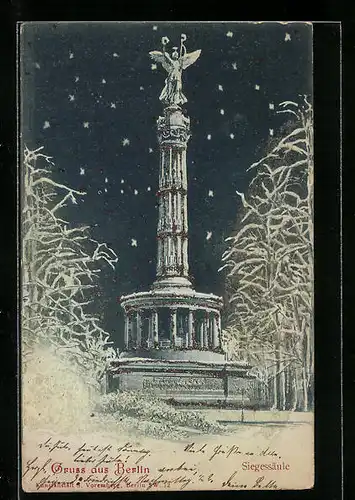 AK Berlin, Siegessäule bei Schneefall