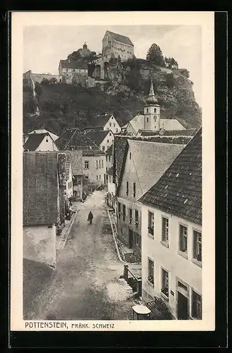 AK Pottenstein /fränk. Schweiz, Ortsansicht mit Kirche und Burg