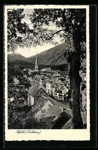 AK Ilfeld /Südharz, Ortsansicht mit Kirche