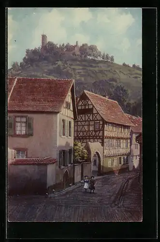 AK Weinheim, Altes Haus mit Schloss