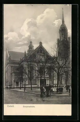 AK Crefeld, Dionysiuskirche mit Stadtbewohnern