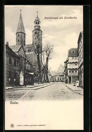 AK Goslar, Marktstrasse und Marktkirche