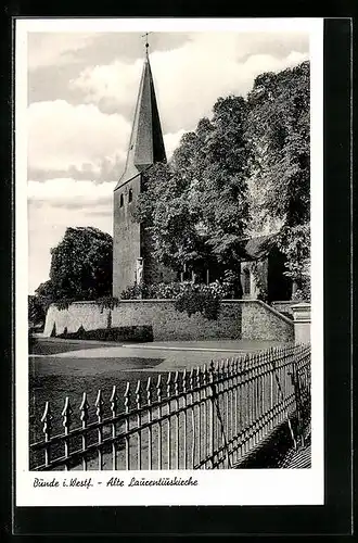 AK Bünde i. Westf., Alte Laurentiuskirche mit Zaun