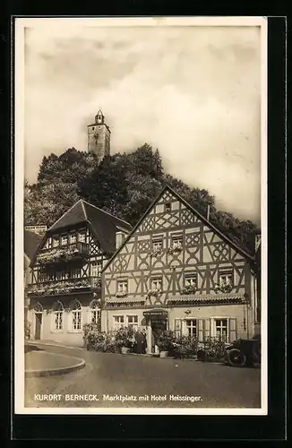 AK Berneck, Marktplatz mit Hotel Heissinger