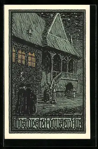 Künstler-AK Goslar a. H., Gebäude bei Nacht