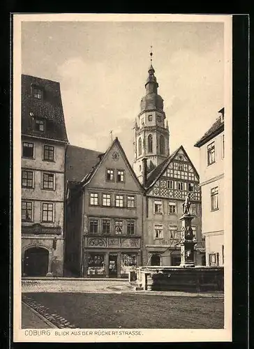 AK Coburg, Blick aus der Rückertstrasse