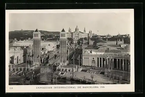 AK Barcelona, Exposicion Internacional 1925, Eingang zur Ausstellung aus der Vogelschau