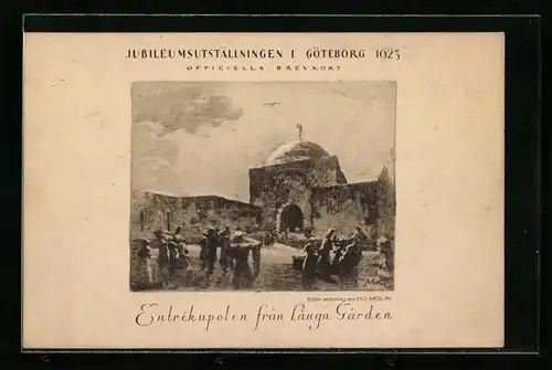 AK Göteburg, Jubileumsutställingen 1923, Entrékupolen fran Langa Garden