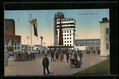 AK Düsseldorf, Gesolei, Ausstellungsgelände mit Besuchern