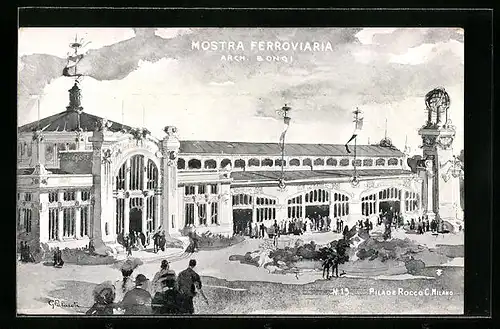 Künstler-AK Milano, Exposizione di Milano 1906, Mostra Ferroviaria