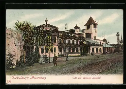 AK Düsseldorf, Ausstellung, Cafe zur schönen Aussicht